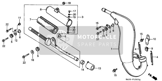 Honda CR125R 1987 Chambre d'expansion (4) pour un 1987 Honda CR125R